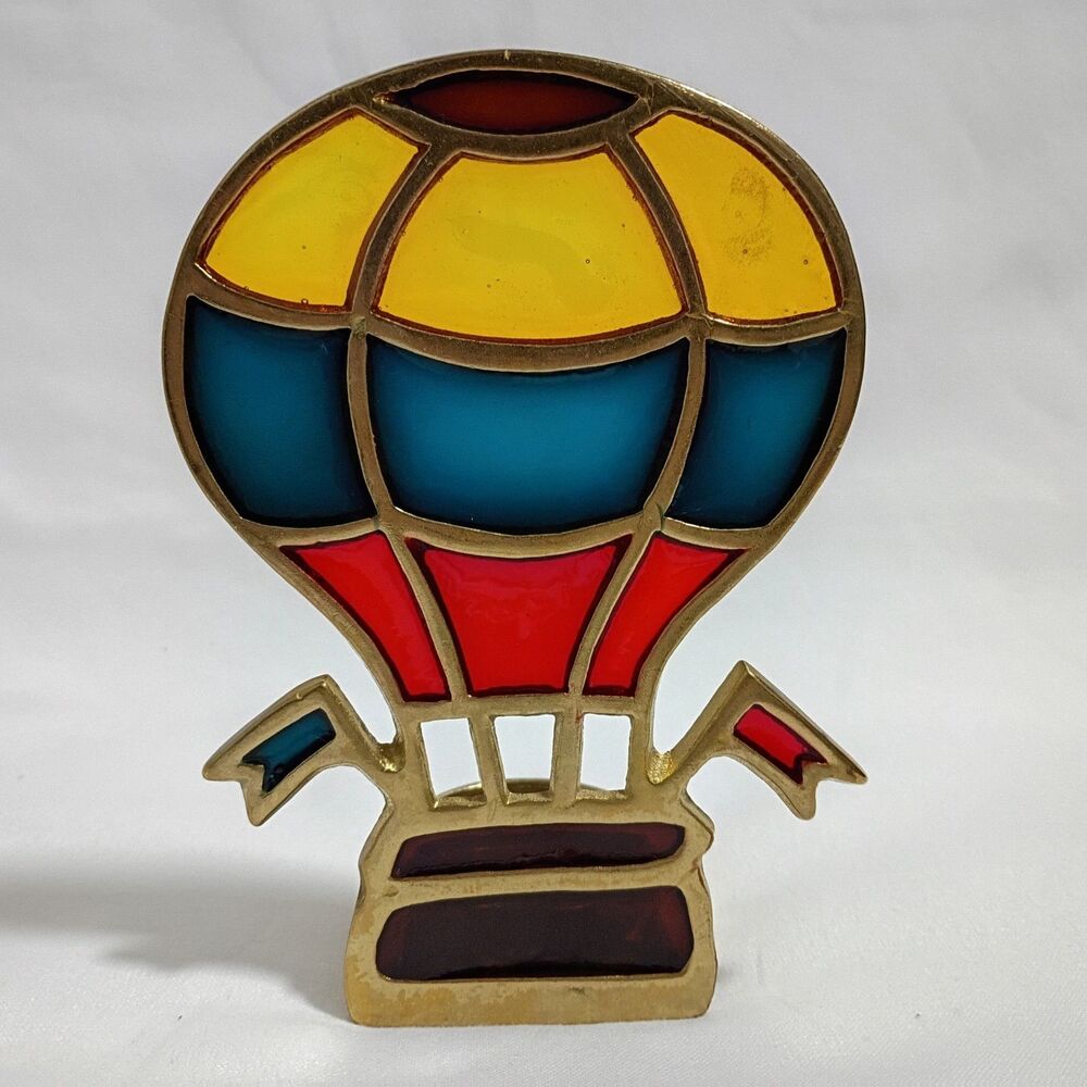 ENESCO Stained Glass Look HOT AIR BALLOON CANDLE HOLDER 1985